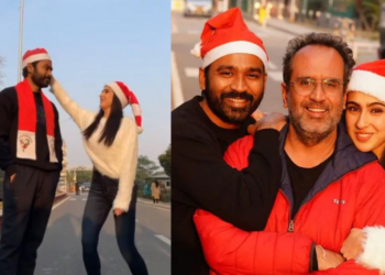 ‘अतरंगी रे’च्या सेटवर साराचे सेलिब्रेशन